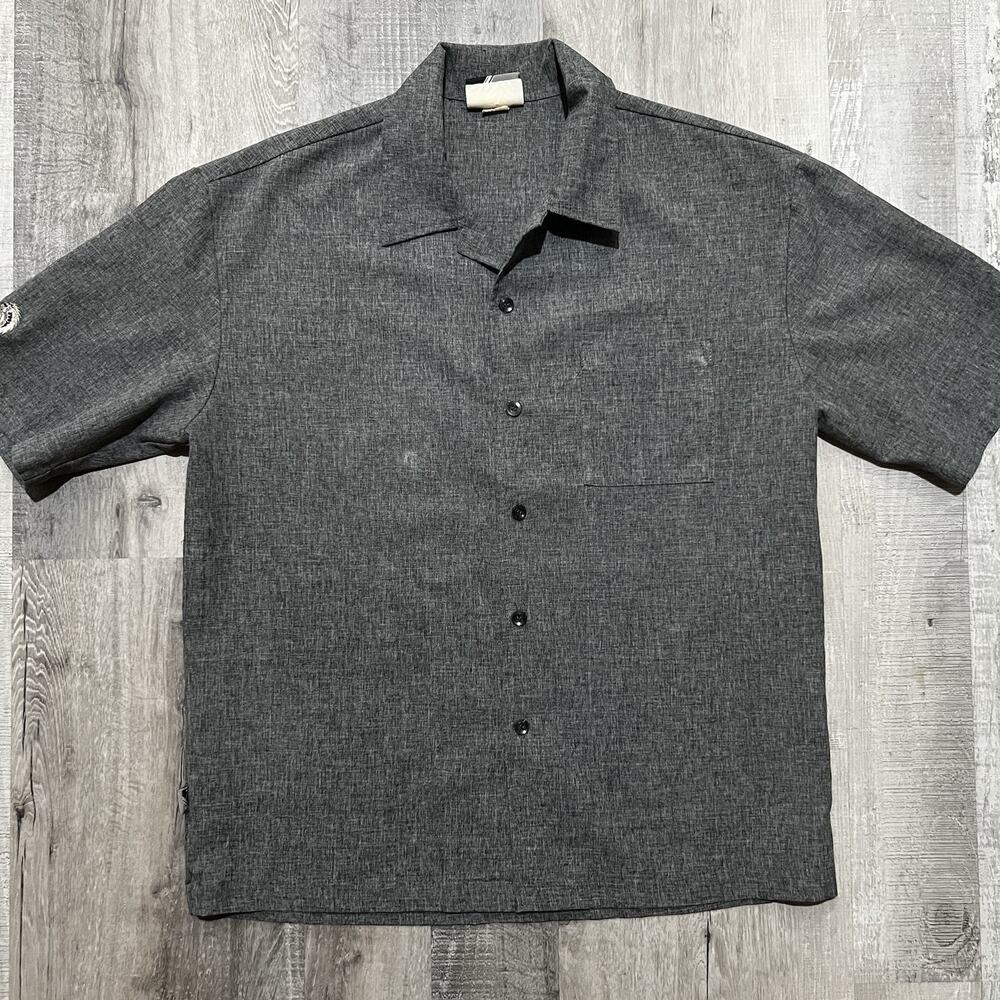 Vintage Kikwear Shirt Mens Large Grey Embroidered Short Sleeve USA Raver